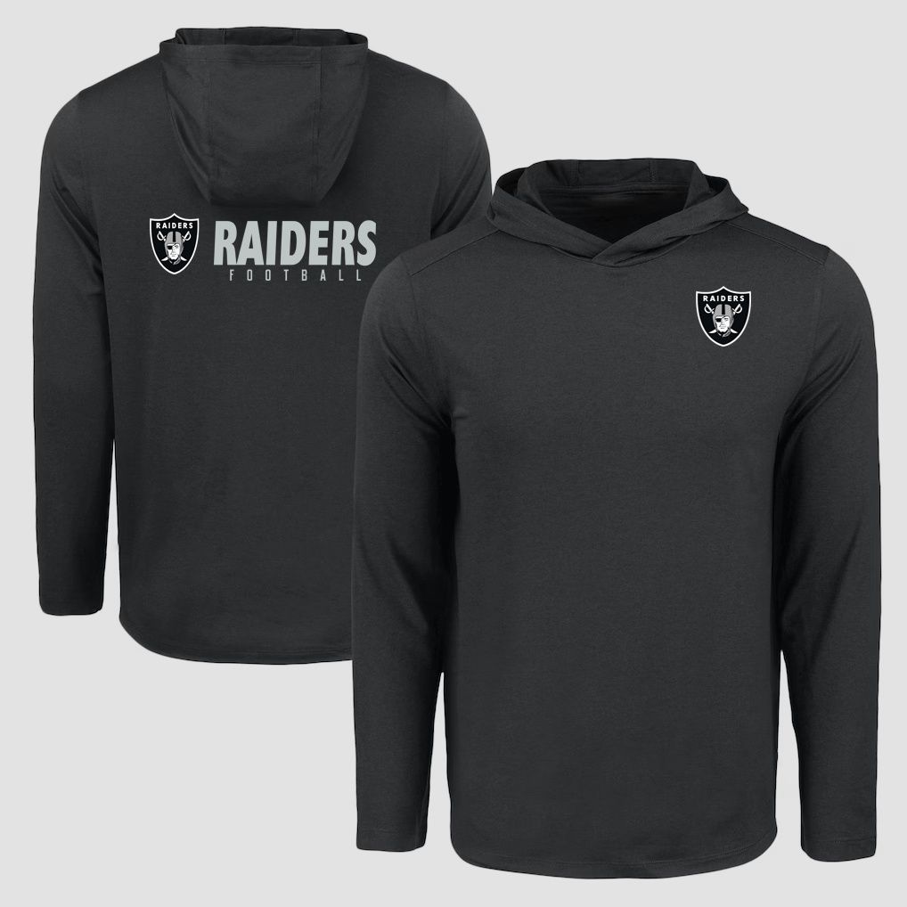 Men 2026 NFL Oakland Raiders Hooded long sleeved T-shirt black 05